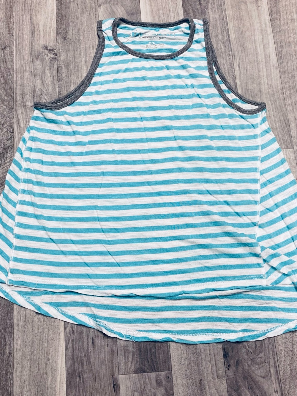 Aeropostale Striped Cold-Shoulder Tank - Aqua & White